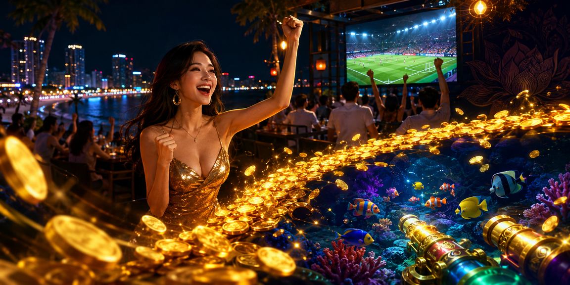 Cảnh đặt cược thể thao trực tuyến tại bãi biển Nha Trang với d12